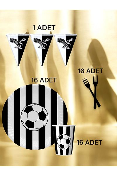 VibeHome 16 People White Black Fan S Pack - Birthday Party & Fun Events