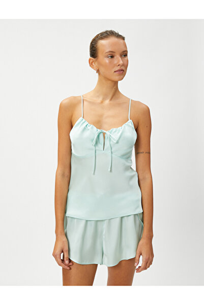 Koton Saténový pyžamový top s tenkými ramínky a detailem kravaty