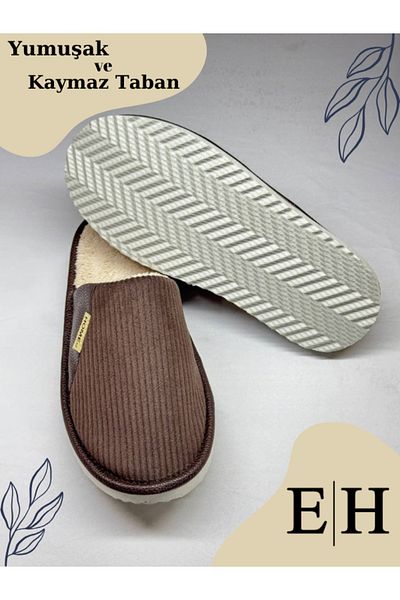 EUROLUXE Unisex Velvet Leather Detailed Eva Sole Comfortable Lightweight Indoor Slippers
