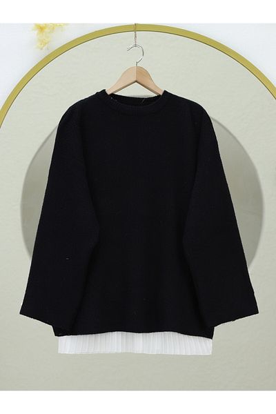 Modamorfo Crew Neck Soft Beard Knitwear Sweater - Black