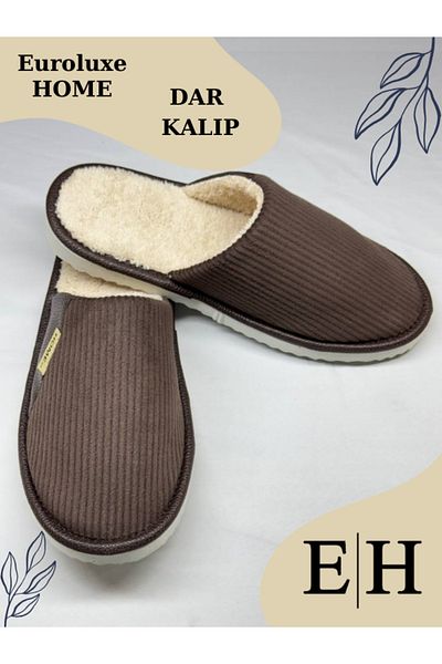 EUROLUXE Unisex Velvet Leather Detailed Eva Sole Comfortable Lightweight Indoor Slippers