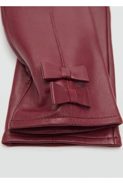 MANGO Woman Leather Gloves with Bond Details