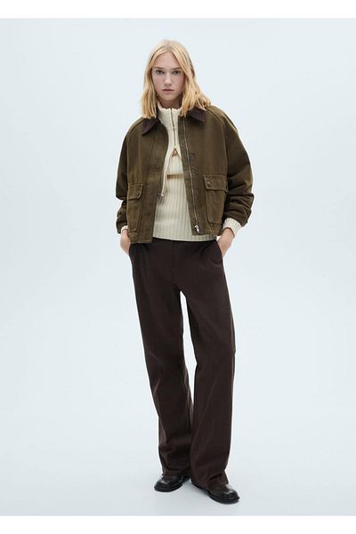MANGO Woman Denim Parka with Contrast Collar