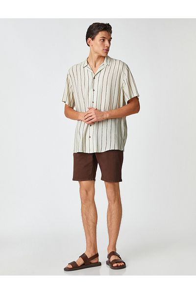 Koton Summer Shirt Turn-down Collar Short Sleeve