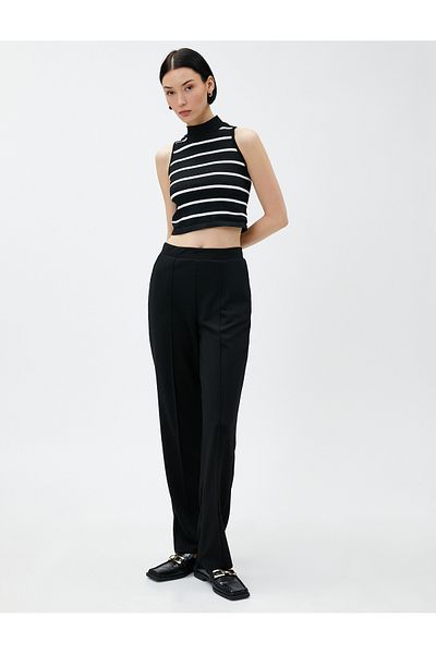 Koton Comfortable Trousers with Elastic Waist Pocket Ribbed