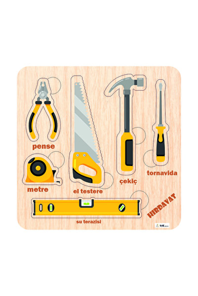 ASE DİZAYN Ahşap Eğitici Oyuncak Bul-Tak Puzzle 1 adet ,Hırdavat