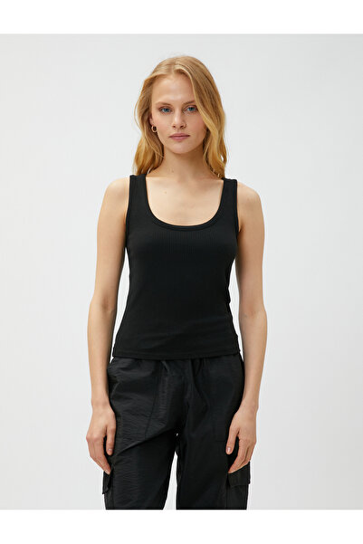 Koton Základní tílko s žebrovaným výstřihem do U