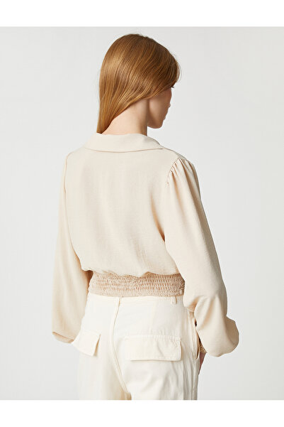 Koton Crop halenka s balonovým rukávem elastický košilový límec