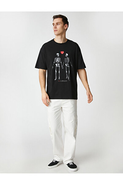 Koton Tričko s potiskem srdce, výstřih s krátkým rukávem, bavlna