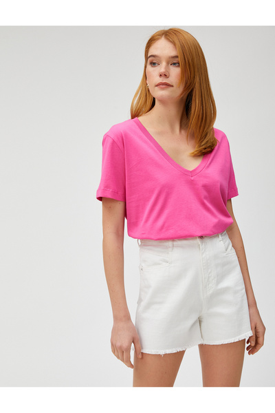 Koton Βασικό T-Shirt με κοντό μανίκι με λαιμόκοψη