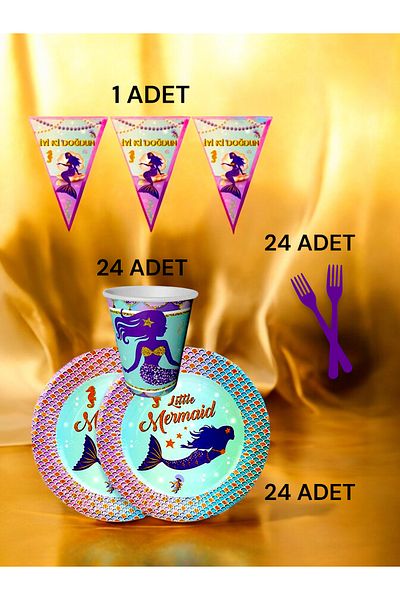 VibeHome Mermaid Themed S Pack for 24 - Birthday Party and Fun Events