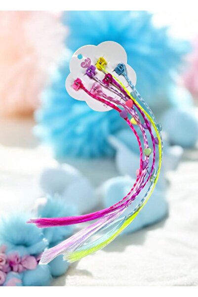 SeaBubbles Set de 6 agrafe de păr cu inimă și păr artificial pentru fete