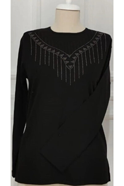 NOBLE STORE Μπλούζα Anne Yaka με πέτρες, χτενισμένο βαμβάκι nbl 2425