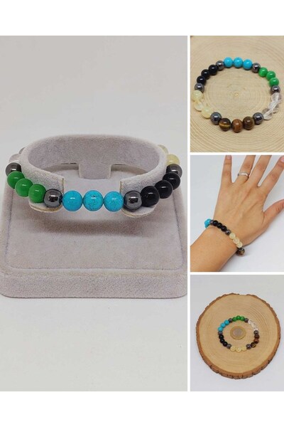 Yasamtohumu Браслет з натурального каменю 8 мм для чоловіків і жінок «Знак зо...