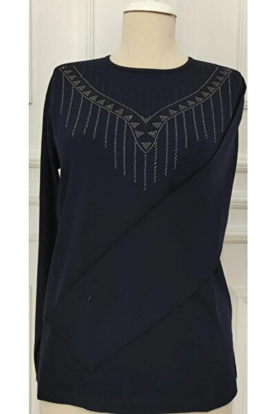 NOBLE STORE Μπλούζα Anne Yaka με πέτρες, χτενισμένο βαμβάκι nbl 2425