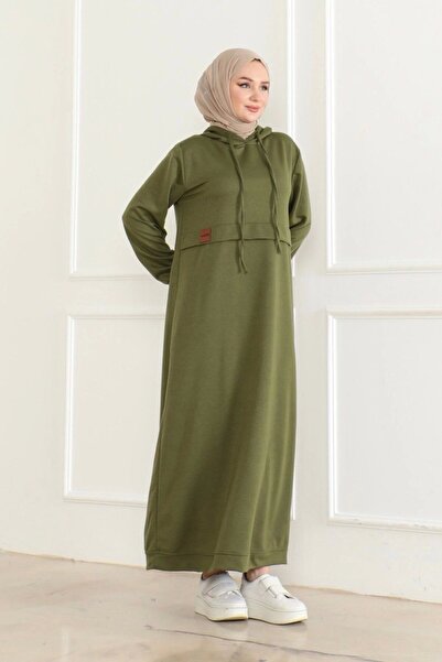 Nevayla Moda Combed Cotton Embroidered Sports Dress /E0501 - Khaki