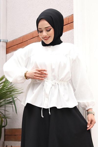 Herita Weißes Hijab-Set mit Brosche und Detail