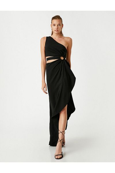 Koton Flounce Evening Dress with Window Detail