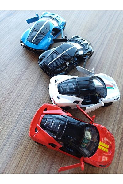 OYUNCAKSAHİLİ Bugatti Chiron ve Ferrari italia 458 Tarzı 4 Adet Birden Araba Seti Diecast 1.64 Koleksiyon 10.5cm