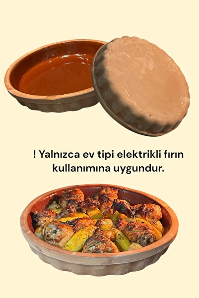 AdenArtpottery Sırlı Toprak Güveç-pişirme Tavası-borcam-fırın Tepsisi 30 Cm 2-3 Kişilik