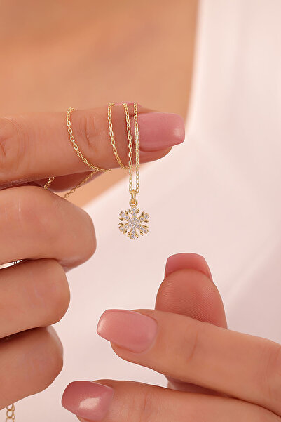 VAOOV 925 Ayar Gümüş Taşlı Minimal Kar Tanesi Kolye