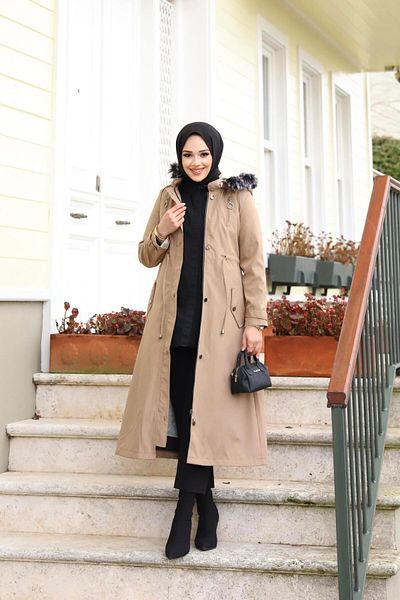 Herita Hijab-Kleid mit doppeltem Reißverschlussdetail