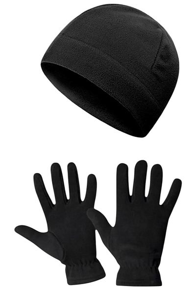 Teknor Black Thermal Winter Quality Fleece Gloves-Polar Beanie