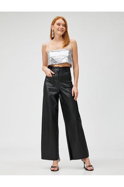 Koton Bustier mit Pailletten und Schlitzdetail am quadratischen Kragen
