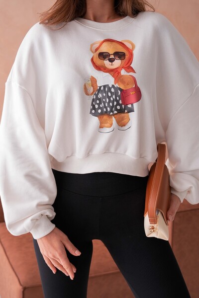 Moda Amore Teddy Bear Crop Sweatshirt - Teddy Bear Sweat No Raster Thin Design 3 Thread 222