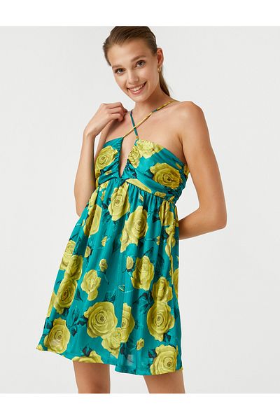Koton Geblümtes Minikleid mit Neckholder