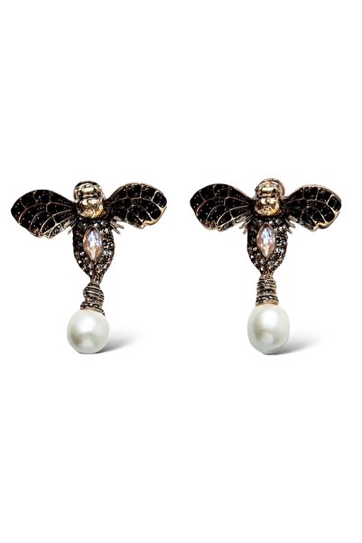 neslyaccessories العلامة التجارية نموذج لؤلؤة الملكة النحل الأقراط