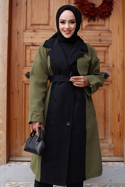 Herita Trenchcoat mit Knopfleiste vorn und Verzierung - UK