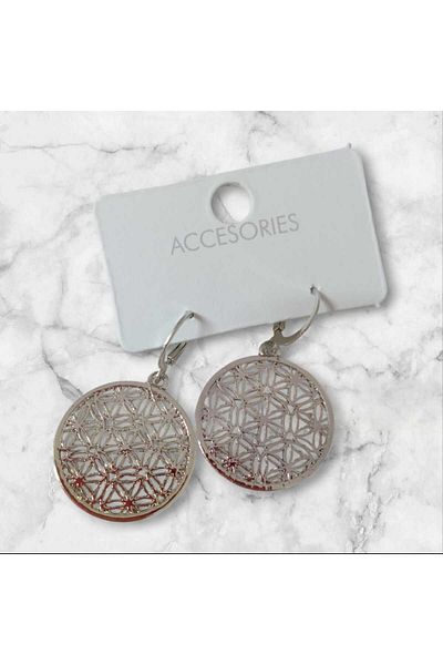 mos&more Silver Ottoman Motif Design Dangle Women's Earrings