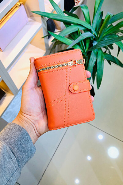 derius محفظة نسائية برتقالية مفيدة بسحاب من Lisa (جلد نباتي)