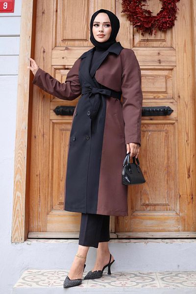 Herita Trenchcoat mit Knopfleiste vorn und Verzierung - UK