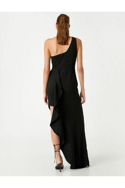 Koton Βραδινό φόρεμα Flounce με λεπτομέρεια παραθύρου