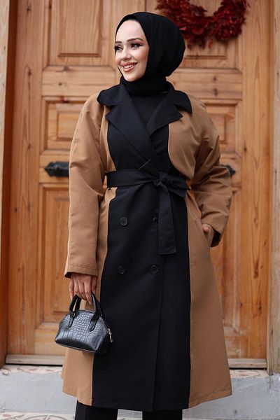 Herita Trenchcoat mit Knopfleiste vorn und Verzierung - UK