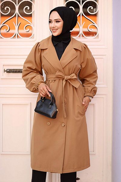 Herita Omzu Pileli Trenchcoat - Detailliertes Design