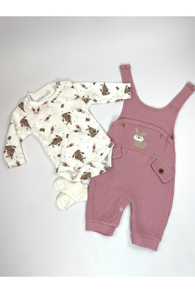 bebekyol Rabbit Embroidered Baby Girl Set (without bandana)