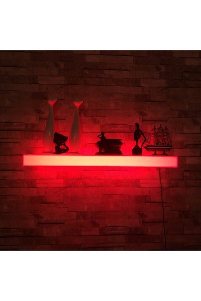Byanes - Kırmızı Işıklı 220 Volt Akrilik Led Lambader Duvar Rafı (pratik Mont...