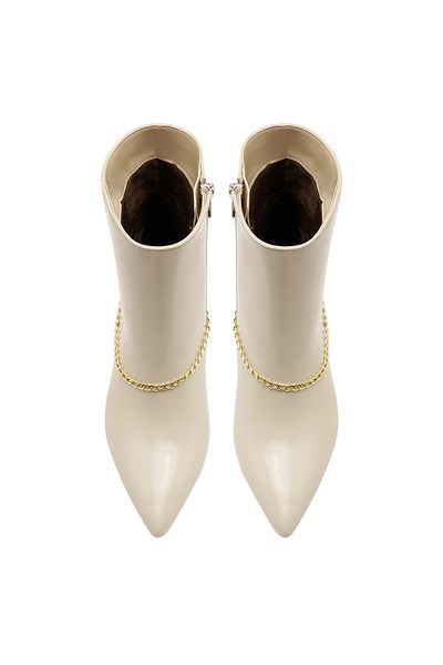 Desa Grano White Women's Chain Detailed Leather Boots