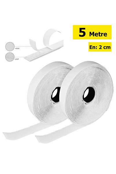 Dünya Magnet 5 Metre - Yapışkanlı Cırt Bant, En: 2 Cm, Beyaz, Şerit Cırt, Diş...