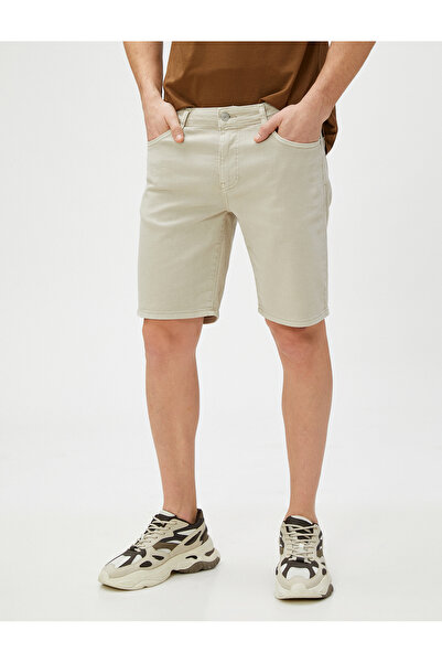 Koton Gabardine Bermuda Shorts Pocket Detailed Buttoned Cotton