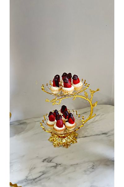 USD HOME Gold Two-Layer Floor Standing Service Presentation Plate