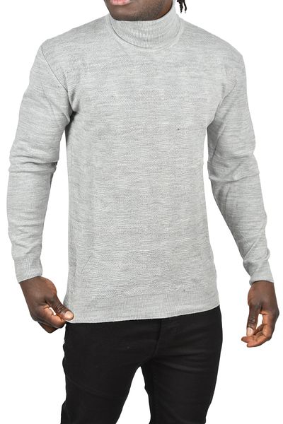DeepSEA Ανδρικό Γκρι Slim Fit Πλέγμα Σχεδίου Πλήρης Λαιμόκοψη Τζιν Πλεκτό Γιλέκο 2505507