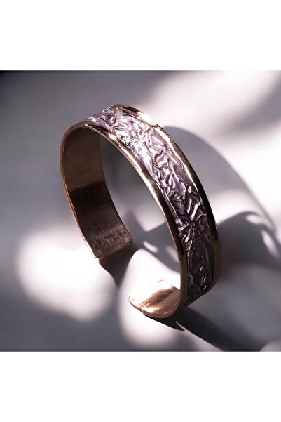 Sırlı Sepet Esinti Desenli Gül Kurusu Renkli Bakır Bilezik