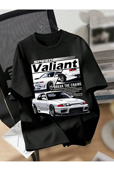 donamod تي شيرت كبير الحجم مطبوع عليه سيارة Valiant للجنسين