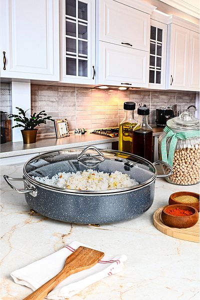 FİTHOME Cast Granite Large Size Fireproof Non-Stick Industrial Rice Pot