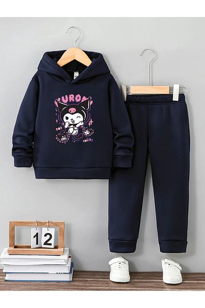 Little Wears Kuromi Top-Bottom Sweatshirt & Sweatpants Set