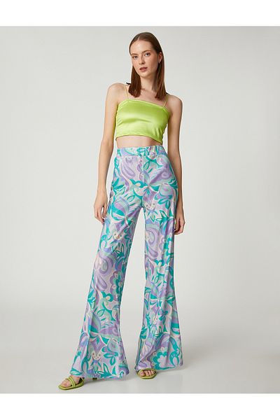 Koton Abendkleid-Hose mit Pailletten, weites Bein, elastische Taille